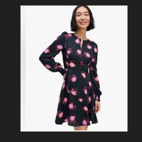 Kate Spade Black Dress with Pink Floral Design 14 - Picture 1 of 14